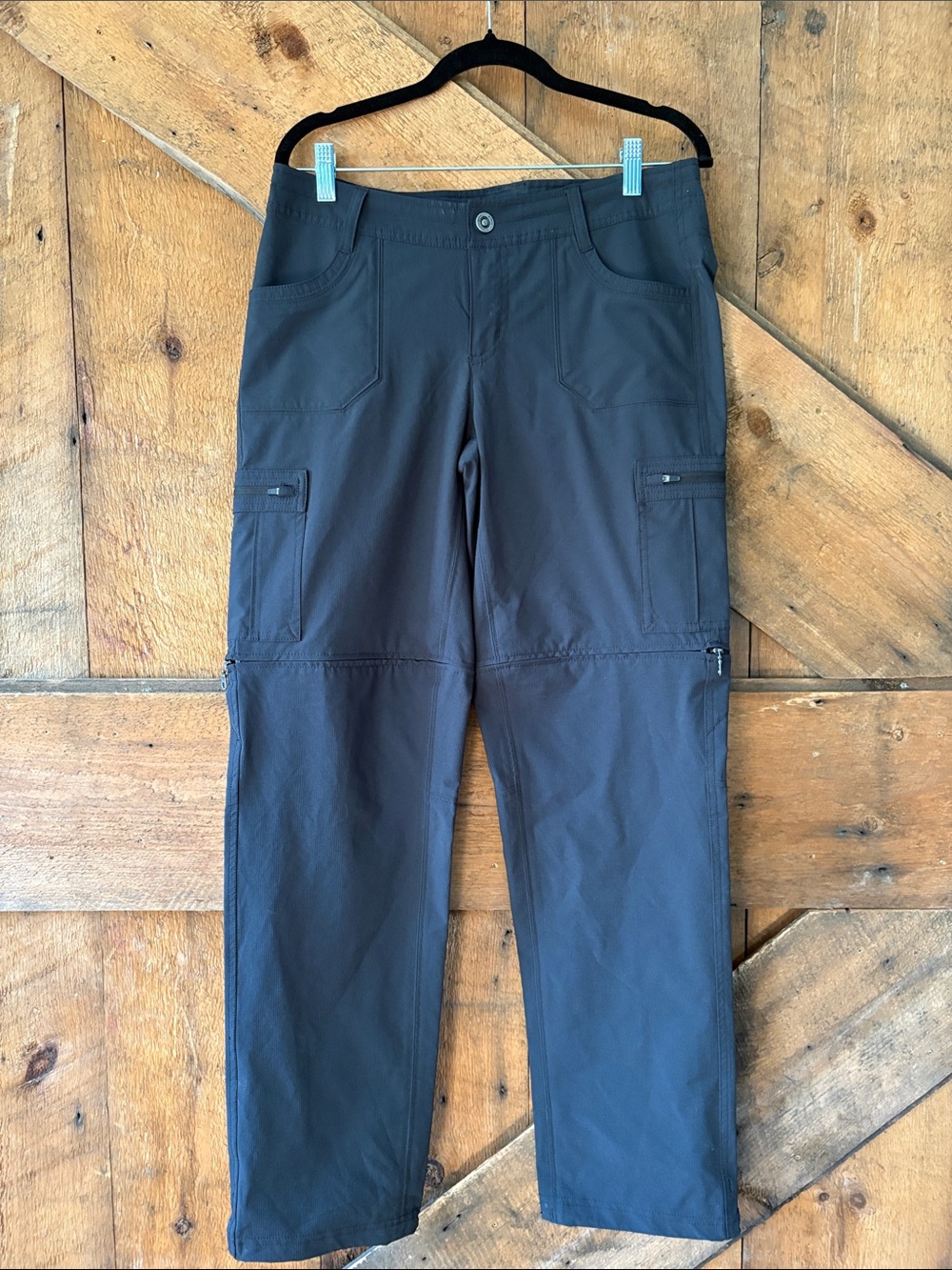 Kuhl Womens Straight Leg Zip-Off Convertible Cargo Pants Charcoal Gray Size 8